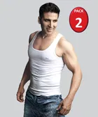 Dollar Sleeveless Vest for Men (Pack of 2) (White, 80)