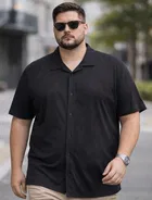 Cotton Blend Solid Shirt for Men, Black 