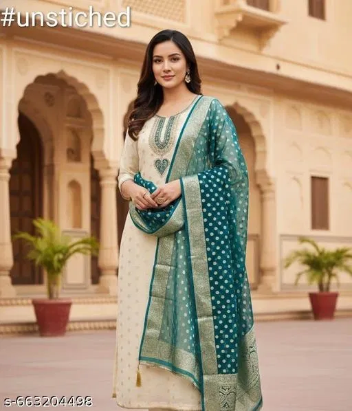 Semi-Stitched Suits (Multicolor, 6.05 meter (M)) (Multicolor, 6.85 meter for Women (3XL)
