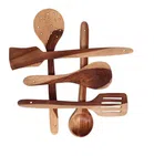 Wooden Cooking & Serving Spoons (Brown, Set of 5)