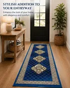 Alaqsa Graceful Bed runner 24x72 inch Blue Pack of 1
