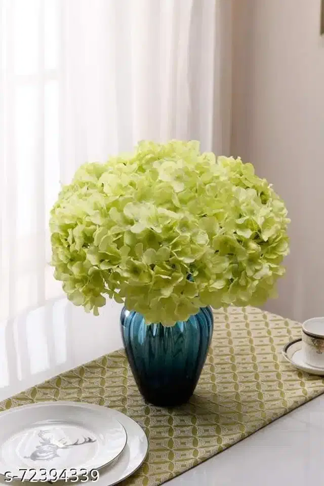 Polyester Artificial Flowers Bunch (Green, Pack of 10)