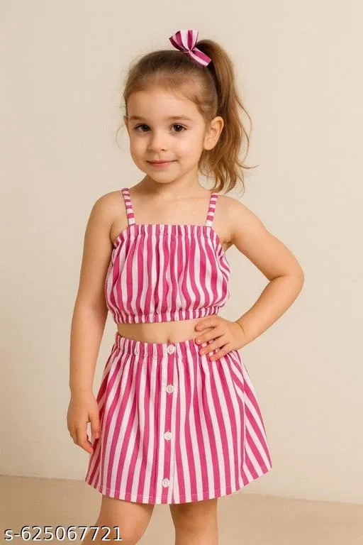 Rayon Slub Printed Clothing Set for Girls, Pink, Pack of 1 (0-1 Years)
