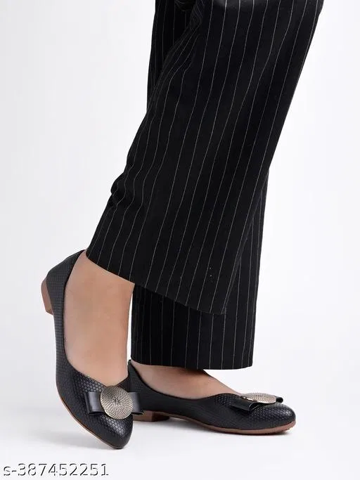 Solid Ballerinas for Women (Black, IND-6)