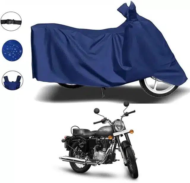 Waterproof & UV Protection Polyester Full Body Cover for Royal Enfield Bullet Thunderbird 500 (Blue)