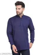Cotton Blend Solid Short Kurta for Men 