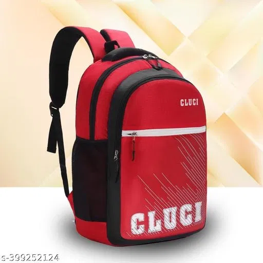 Polyester Backpack Bag, Red