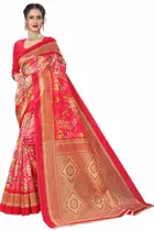 कानूड़ा प्रिंट्स फैंसी विमेंस मैसूर आर्ट सिल्क प्रिंटेड साड़ी 