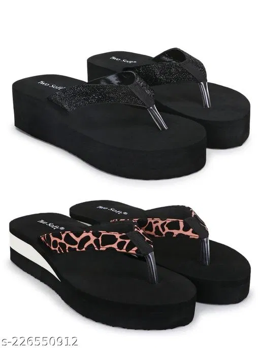 EVA Flip-flops for Women (Black, 6) Pack of 2
