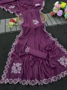 Crepe Solid Saree for Women, Wine 