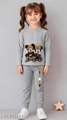 Cotton Blend Clothing Set for Girls, Grey 