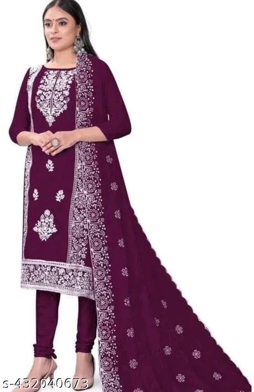 Printed Floral Patiala Suit for Women (Purple, Un Stitched)