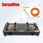 SURYAVIVA होज़ पाइप और लाइटर कॉम्बो ग्लास मैनुअल गैस स्टोव 