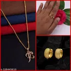 Alloy Pendant with Ring & 1 Pair Earrings for Women 