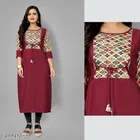 Solid Cotton Blend A-line Kurti for Women 