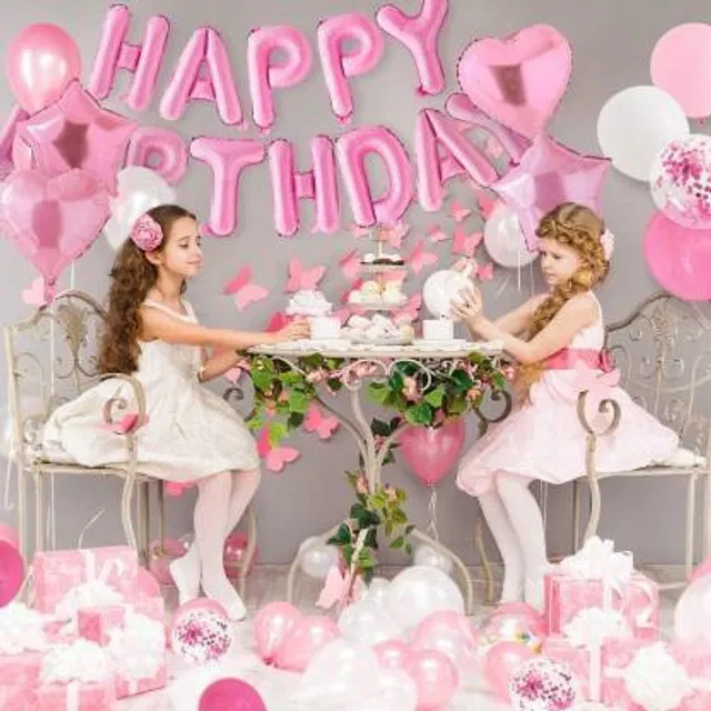 Happy Birthday Banner Foil Balloon (Pink)