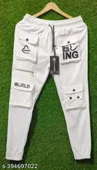 Lycra Cargo Trousers for Men (White, 28)