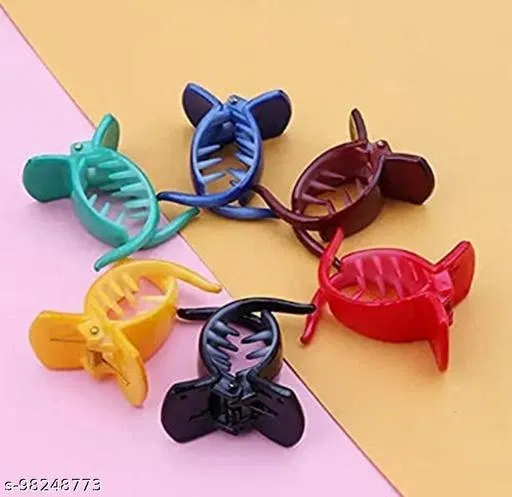 ABS Plastic Hair Clutcher for Women & Girls (Multicolor, Pack of 6)