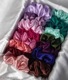Pure Silk Scrunchies for Women, Pack of 12 