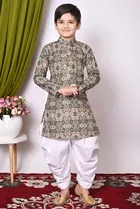 Cotton Blend Printed Kurta with Dhoti for Boys, Multicolor 