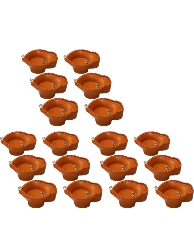 Plastic Water Sensor LED Diyas (Brown, Pack of 18)
