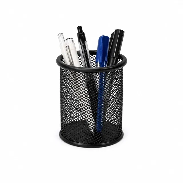 S-MAX Round Metal Mesh Pen Holder