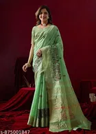 Embroidered Border Cotton Silk Saree for Women 