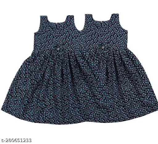 Pack of 2 Frocks for Girls (Navy Blue, 11-12 Years)