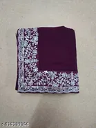 Georgette Solid Saree For Women, Purple