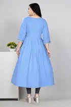 Zari Embroidered Cotton Blend Anarkali Kurti for Women 