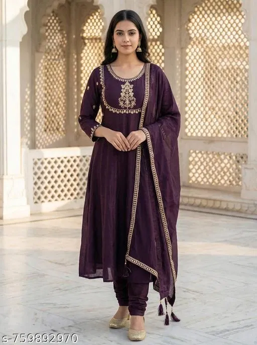 Kurta Set for Women (Purple, XXXL)
