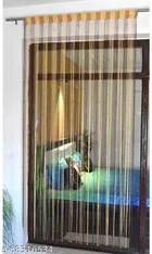 Polyester Beads Curtain for Door (Brown, 7 Feet)