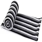 Combo Pack of 4 Striped Single Fleece Blanket for Mild Winter, Woollen Blend, Black White