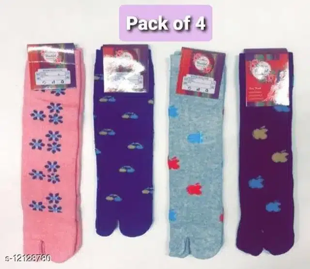 Wool Socks for Women (Multicolor, Set of 4)