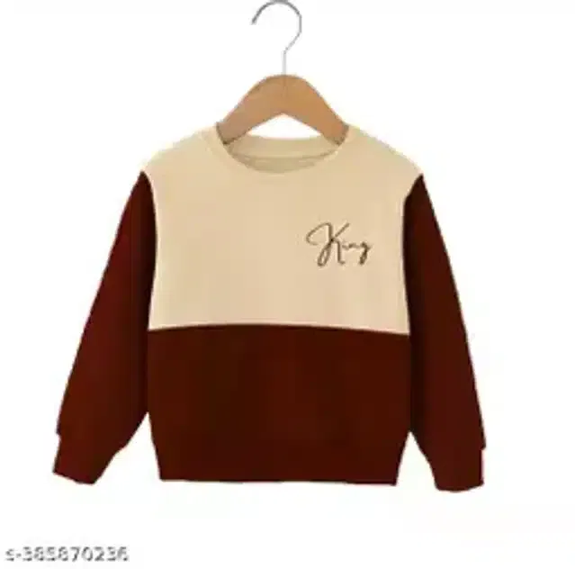 Full Sleeves T-Shirt for Kids (Beige & Maroon, 0-6 Months)
