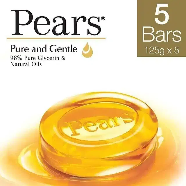 Pears प्योर & जेंटल ग्लिसरीन & नेचुरल ऑयल्स साबुन 5X125gm (4 के साथ 1 मुफ्त)