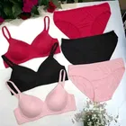 Cotton Blend Lingerie Set for Women, Multicolour, Pack of 3 