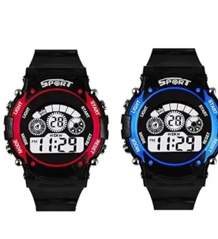 Multifunction Rubber Digital Watch for Kids, Red & Blue, Pack of 1