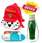 Fabric Backpack with Lunch Box & Water Bottle for Kids (Multicolor, Set of 3)