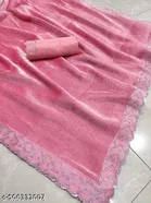 Jimmy Choo Solid Saree For Women, Pink