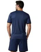 Polyester Printed Co-Ord Set for Men, Navy Blue 