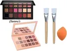 Combo of 2 Pcs Eyeshadow Palettes with 2 Pcs Makeup Brushes & Blender (Multicolor, Set of 3)