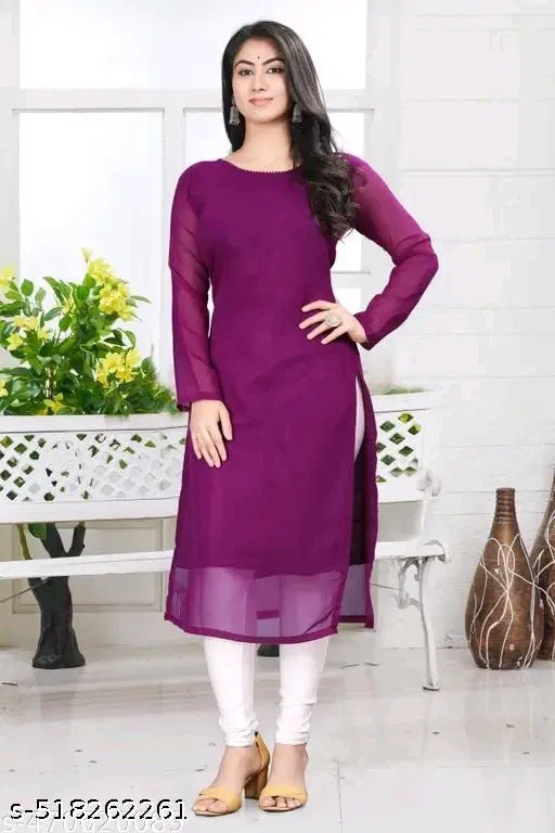 Georgette kurti for Women,  Purple  (L)