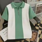 Polo Neck Colorblocked T-Shirt for Men, Green 