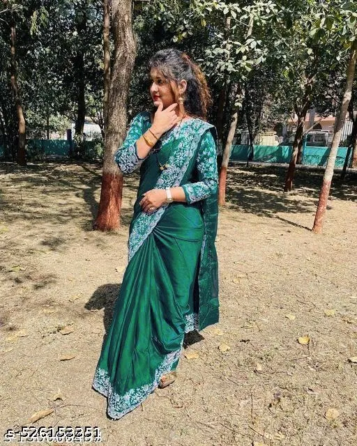 Georgette Saree for Women, Green (5.5 M)