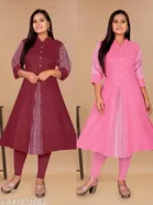 Solid Cotton Blend Kurti for Women, Pack of 2 