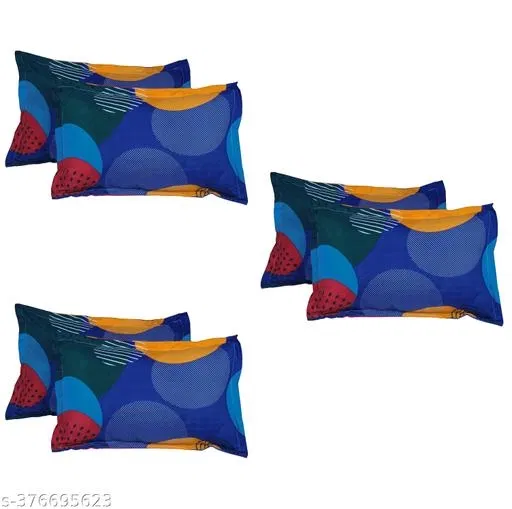 Polycotton Pillow Covers (Multicolor, 17x27 inches) (Pack of 6)