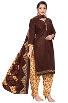 Cotton Blend Floral Kurti with Pant & Dupatta for Women 