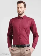 Cotton Blend Solid Full Sleeves Shirt for Men 