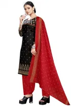 Cotton Blend Printed Salwar Suit with Dupatta for Women 